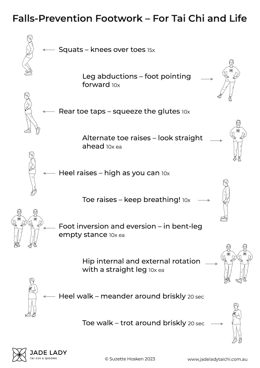 Exercise program list with accompanying drawings